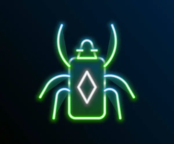 Leuchtende Leuchtschrift Käfer Symbol Isoliert Auf Schwarzem Hintergrund Buntes Rahmenkonzept — Stockvektor