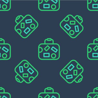 Seyahat simgesi için bavul mavi arkaplanda izole edilmiş pürüzsüz desen. Seyahat bagaj tabelası. Seyahat bagaj ikonu. Vektör