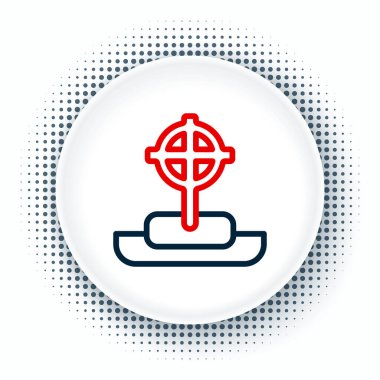 Çizgi Tombstone beyaz arkaplanda çapraz simge izole edildi. Mezar ikonu. Mutlu Cadılar Bayramı Partisi. Renkli taslak konsepti. Vektör