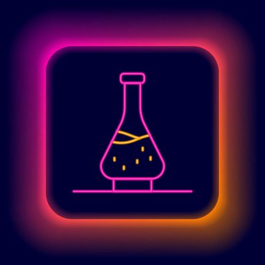 Siyah arka planda izole edilmiş şarap ikonu için parlak neon hattı. Renkli taslak konsepti. Vektör