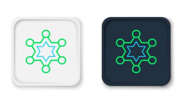 Hat Hexagram Şerif ikonu beyaz arka planda izole edildi. Polis rozeti ikonu. Renkli taslak konsepti. Vektör