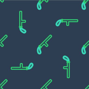 Çizgi polisi kauçuk çubuk ikonu mavi arka planda pürüzsüz desen izole etti. Kauçuk copu. Polis yarasası. Polis ekipmanları. Vektör