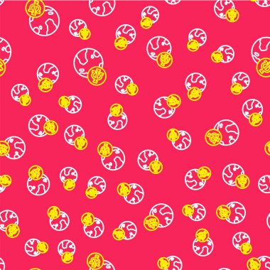 Çizgi Psikolojisi ikonu kırmızı arkaplanda kusursuz desen izole etti. Psi sembolü. Akıl sağlığı konsepti, psikanaliz analizi ve psikoterapi. Vektör