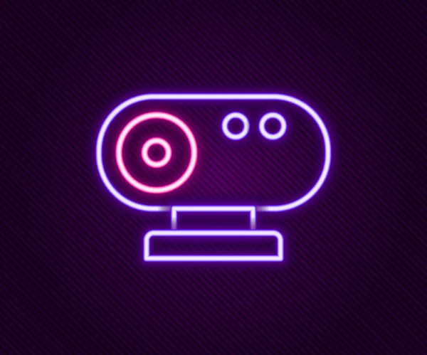 Leuchtendes Neonliniges Web Kamera Symbol Isoliert Auf Schwarzem Hintergrund Chat — Stockvektor