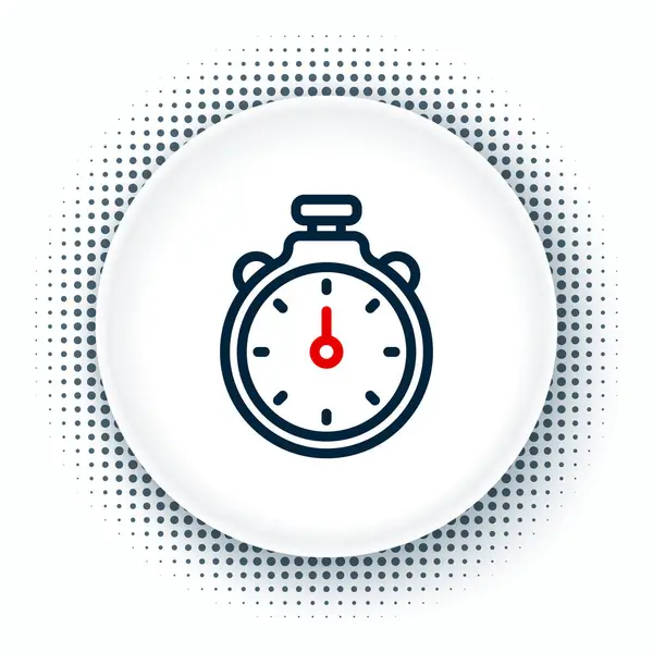 Line Stopwatch Icoon Geïsoleerd Witte Achtergrond Tijdklok Teken Chronometerteken Kleurrijk — Stockvector