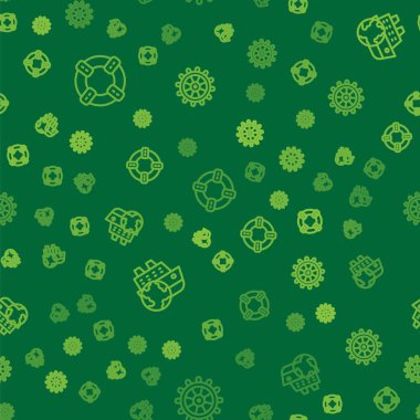 Hat Lifebuoy, seyir gemisi ve gemi direksiyonunu kusursuz bir şekilde ayarlayın. Vektör