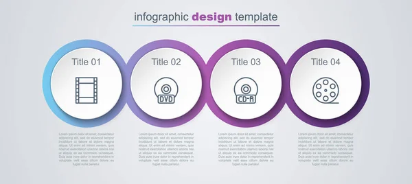 Imposta Linea Riproduci Video Dvd Avvolgi Film Modello Infografica Aziendale — Vettoriale Stock