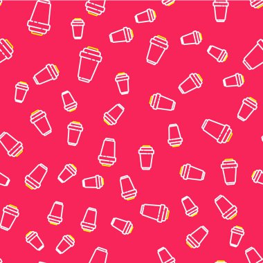 Çizgi Su filtresi kartuş simgesi kırmızı arkaplanda izole edilmiş kusursuz desen. Vektör