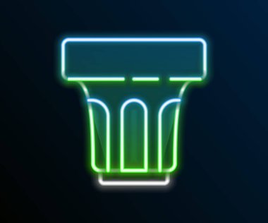 Siyah zemin üzerinde su ikonu olan parlak neon çizgisi. Soda bardağı. Renkli taslak konsepti. Vektör