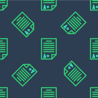 A + dereceli simge içeren satır sınavı sayfası mavi arkaplanda izole edilmiş pürüzsüz kalıp. Sınav kağıdı, sınav ya da araştırma konsepti. Sınav ya da sınav. Vektör