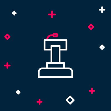 Hat Sahnesi veya münazara kürsüsü kürsüsü ikonu mavi arkaplanda izole edildi. Konferans konuşma tribünü. Renkli taslak konsepti. Vektör