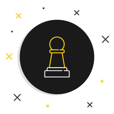 Satranç çizgisi simgesi beyaz arkaplanda izole edildi. İş stratejisi. Oyun, yönetim, finans. Renkli taslak konsepti. Vektör