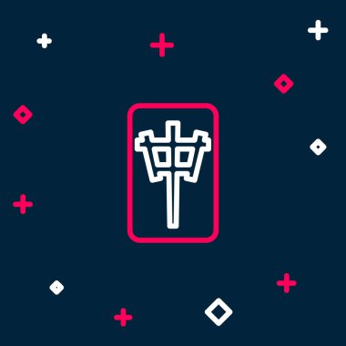 Mahjong satırı simgesi mavi arkaplanda izole edildi. Çin mahjong kırmızı ejderha oyunu emojisi. Renkli taslak konsepti. Vektör