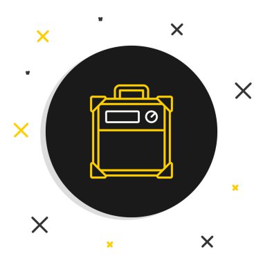 Beyaz arkaplanda Gitar amfisi simgesi izole edildi. Müzik aleti. Renkli taslak konsepti. Vektör