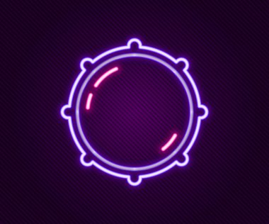 Parlayan neon hattı çevirme teknolojisi ayarları siyah arkaplanda izole edildi. Ses tuşu, ses kontrolü, analog regülatör. Renkli taslak konsepti. Vektör