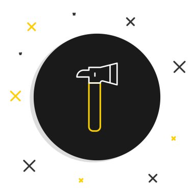 İtfaiyeci baltası simgesi beyaz arka planda izole edildi. Yangın baltası. Renkli taslak konsepti. Vektör