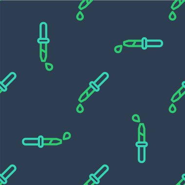 Hat Pipette simgesi mavi arkaplanda izole edilmiş. Tıbbi elementler, kimya laboratuarı ekipmanları. Damlalı boru. Tıp sembolü. Vektör