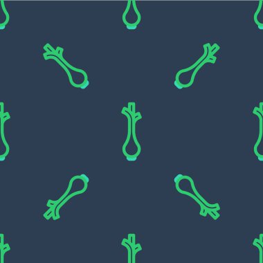 Line Bunch of fresh green onions icon isolated seamless pattern on blue background.  Vector