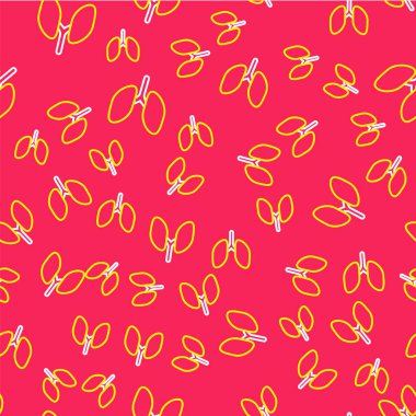 Line Lungs icon isolated seamless pattern on red background.  Vector