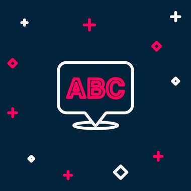 Mavi arkaplanda satır alfabesi simgesi izole edildi. Renkli taslak konsepti. Vektör