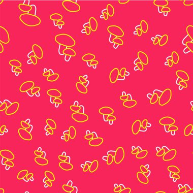 Çizgi mantar simgesi kırmızı arkaplanda izole edilmiş. Vektör