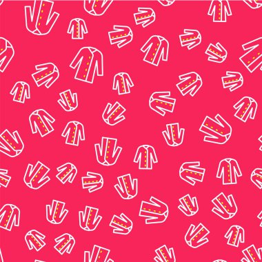 Line Raincoat icon isolated seamless pattern on red background.  Vector