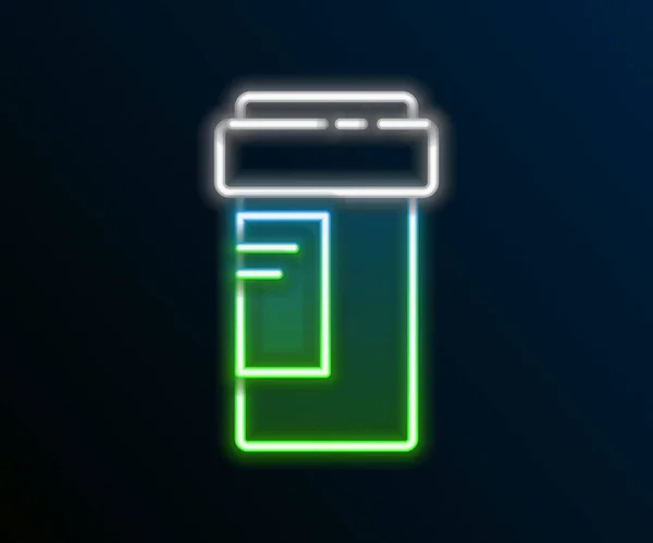 Gloeiende Neon Lijn Medicijn Fles Pictogram Geïsoleerd Zwarte Achtergrond Flessenpil — Stockvector