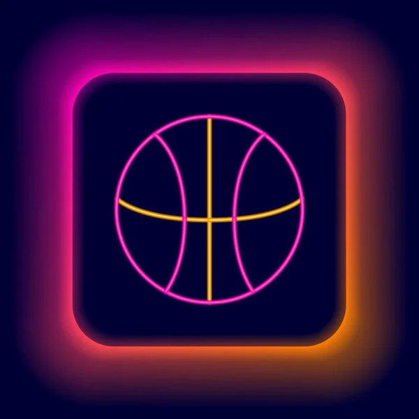 Brillante Icono Pelota Baloncesto Línea Neón Aislado Sobre Fondo Negro — Vector de stock