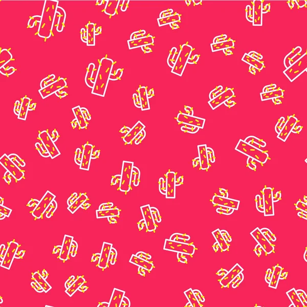 Линия Кактус Иконка Изолированы Плавный Рисунок Красном Фоне Вектор — стоковый вектор