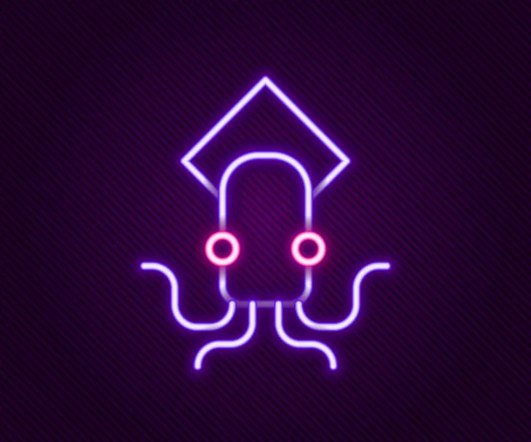 Gloeiende Neon Lijn Octopus Pictogram Geïsoleerd Zwarte Achtergrond Kleurrijk Concept — Stockvector