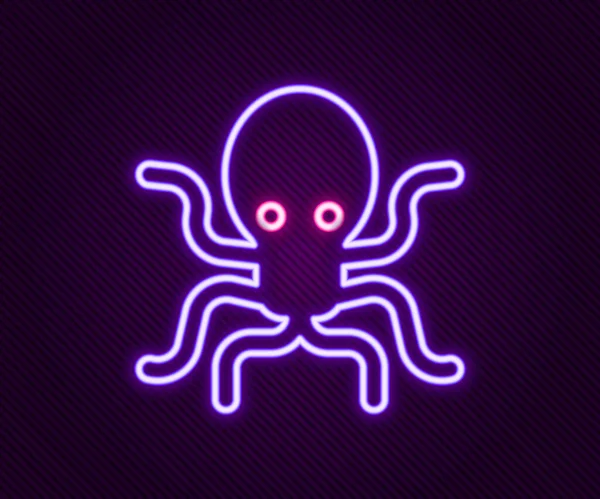 Gloeiende Neon Lijn Octopus Pictogram Geïsoleerd Zwarte Achtergrond Kleurrijk Concept — Stockvector