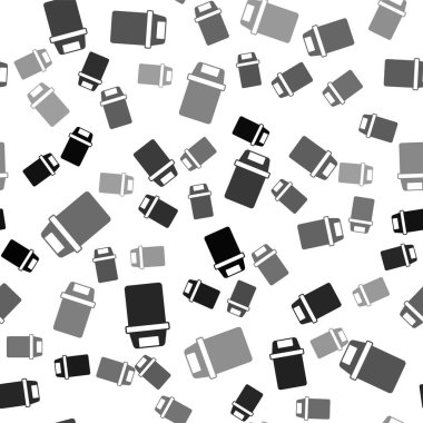 Siyah Çöp kutusu simgesi beyaz arkaplanda izole edilmiş kusursuz desen. Çöp kutusu tabelası. Sepet simgesini geri dönüştür. Ofis çöpü ikonu. Vektör