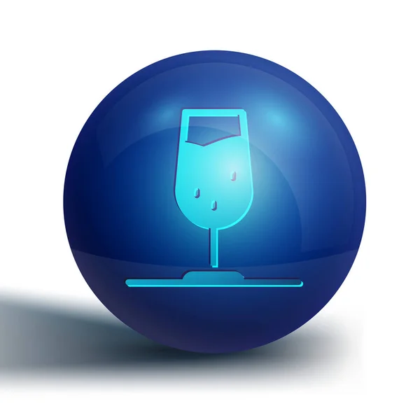 Pictograma Sticlă Blue Wine Izolată Fundal Alb Semn Wineglass Buton — Vector de stoc