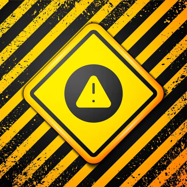 Black Exclamation Mark Triangle Icon Isolated Yellow Background Hazard Warning — ストックベクタ