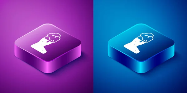 Isometric Boot Beer Glass Icon Isolated Blue Purple Background Square — ストックベクタ