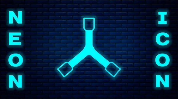 Brillante Icono Neón Skateboard Tool Aislado Fondo Pared Ladrillo Vector — Archivo Imágenes Vectoriales