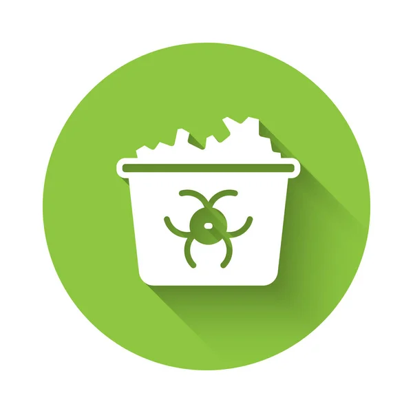 White Infectious Waste Icon Isolated Long Shadow Background Tank Collecting — Vector de stock