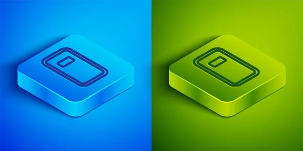 Isometric Line Police Assault Shield Icon Isolated Blue Green Background — Stock Vector