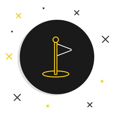 Golf bayrağı simgesi beyaz arkaplanda izole edildi. Golf ekipmanı ya da aksesuar. Renkli taslak konsepti. Vektör