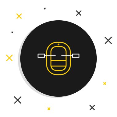 Rafting tekne simgesi beyaz arkaplanda izole edildi. Kürekleri olan şişme bir tekne. Su sporları, ekstrem sporlar, tatil, tatil. Renkli taslak konsepti. Vektör