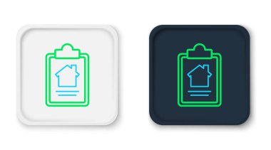 Line House 'un sözleşme ikonu beyaz arka planda izole edildi. Sözleşme oluşturma hizmeti, belge oluşumu, başvuru formu bileşimi. Renkli taslak konsepti. Vektör