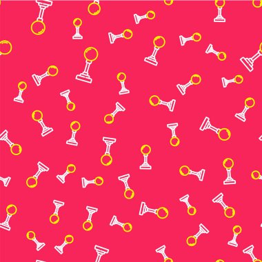 Oyun makinesi simgesi için Line Joystick kırmızı arkaplanda izole edilmiş dikişsiz desen. Joystick oyun alanı. Vektör