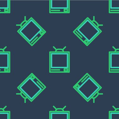 Hat Retro TV simgesi mavi arkaplanda izole edilmiş kusursuz desen. Televizyon tabelası. Vektör