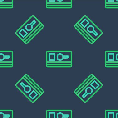 Satır Anahtar Kart simgesi mavi arkaplanda izole edilmiş kusursuz desen. Vektör