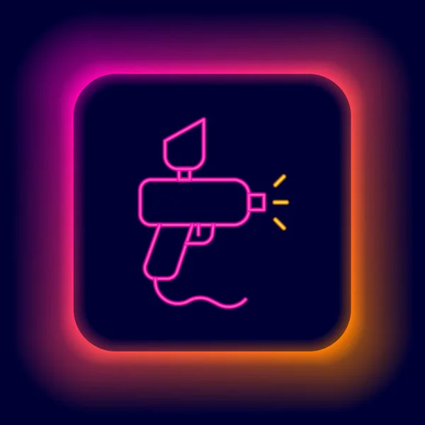 Gloeiende neon lijn Paint spray gun icoon geïsoleerd op zwarte achtergrond. Kleurrijk concept. Vector — Stockvector