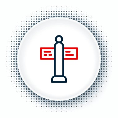 Line Road trafik tabelası. Beyaz arkaplanda sinyal simgesi izole edildi. İşaretçi sembolü. Sokak bilgi tabelası. Yön tabelası. Renkli taslak konsepti. Vektör