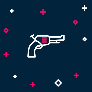 Çizgi Tabancası simgesi mavi arkaplanda izole edildi. Renkli taslak konsepti. Vektör