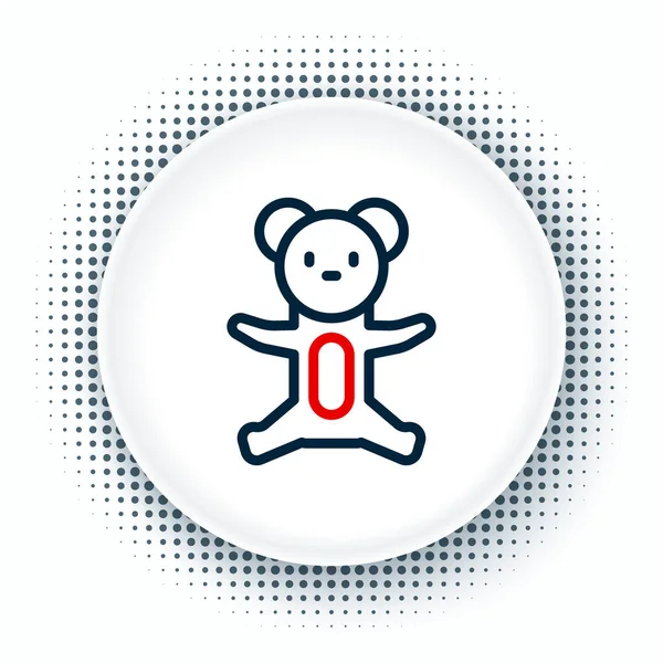 线条泰迪熊毛绒玩具图标孤立在白色背景.五彩缤纷的概念.B.病媒 — 图库矢量图片