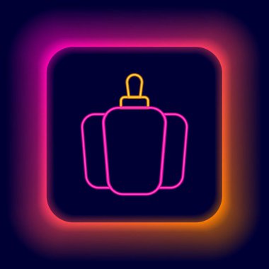 Parlayan neon hattı Bell biberi ya da siyah arka planda izole edilmiş tatlı kapsika ikonu. Renkli taslak konsepti. Vektör