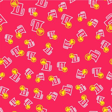 Line Smart elektrikli su ısıtıcısı simgesi kırmızı arkaplanda izole edilmiş. Çaydanlık ikonu. İnternet kavramının kablosuz bağlantısı. Vektör